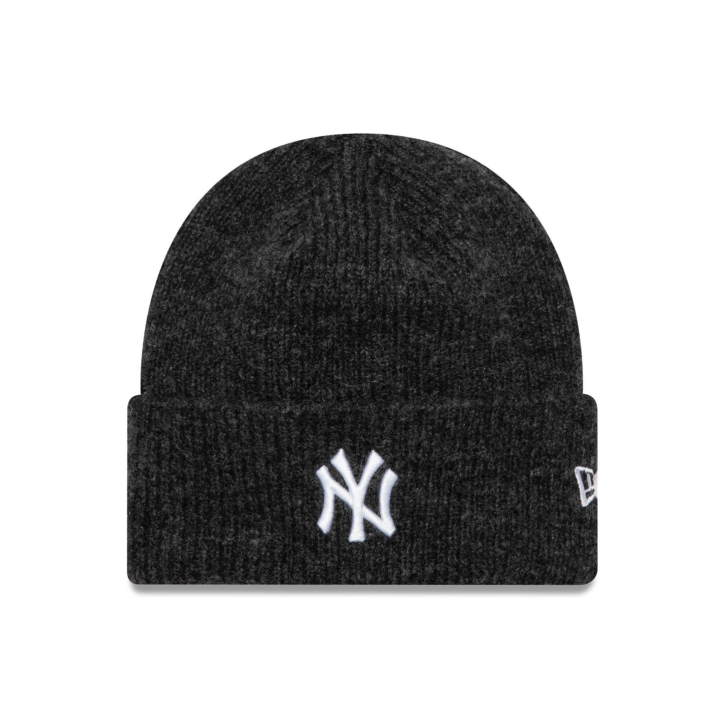 This is a New York Yankees Womens MLB Black Wide Cuff Knit Beanie Hat 1