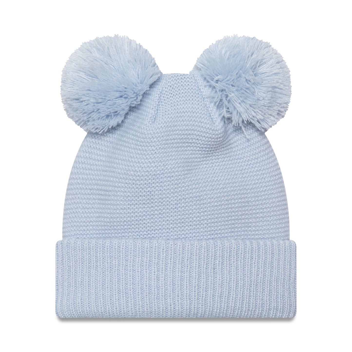 This is a New York Yankees Womens Pastel Blue Double Bobble Knit Beanie Hat 2