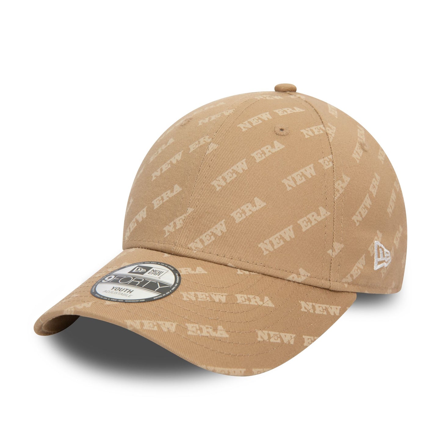 This is a New Era Youth Mono Beige 9FORTY Adjustable Cap 1