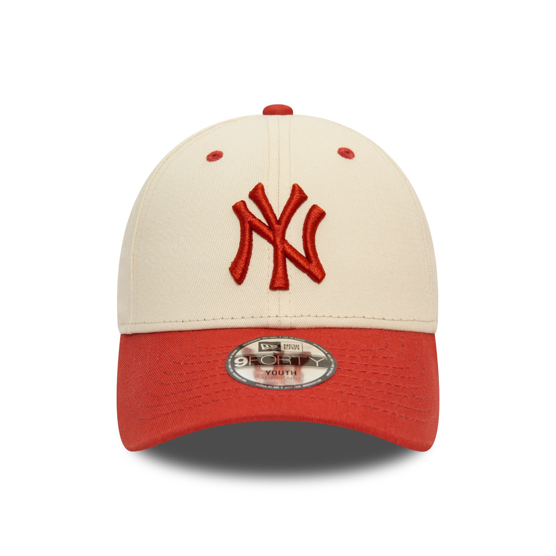 This is a New York Yankees Youth Contrast Light Beige 9FORTY Adjustable Cap 3