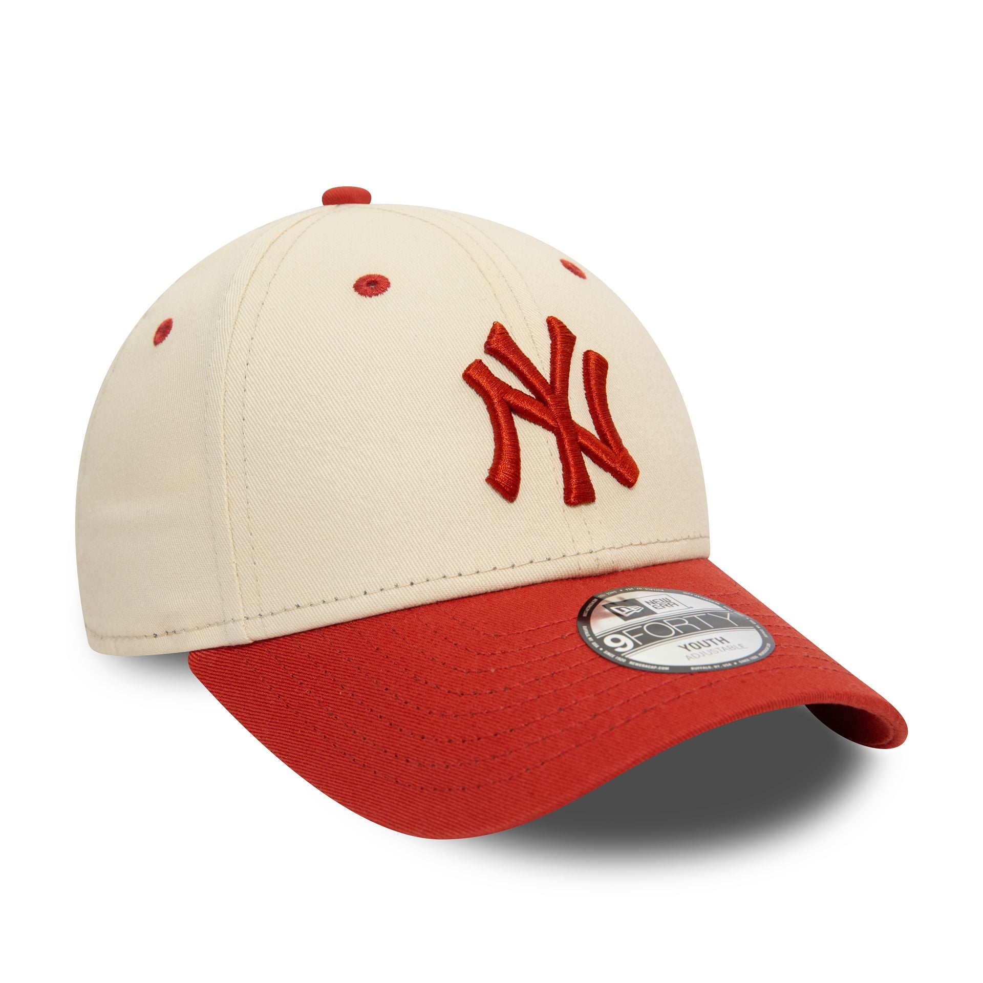 This is a New York Yankees Youth Contrast Light Beige 9FORTY Adjustable Cap 4