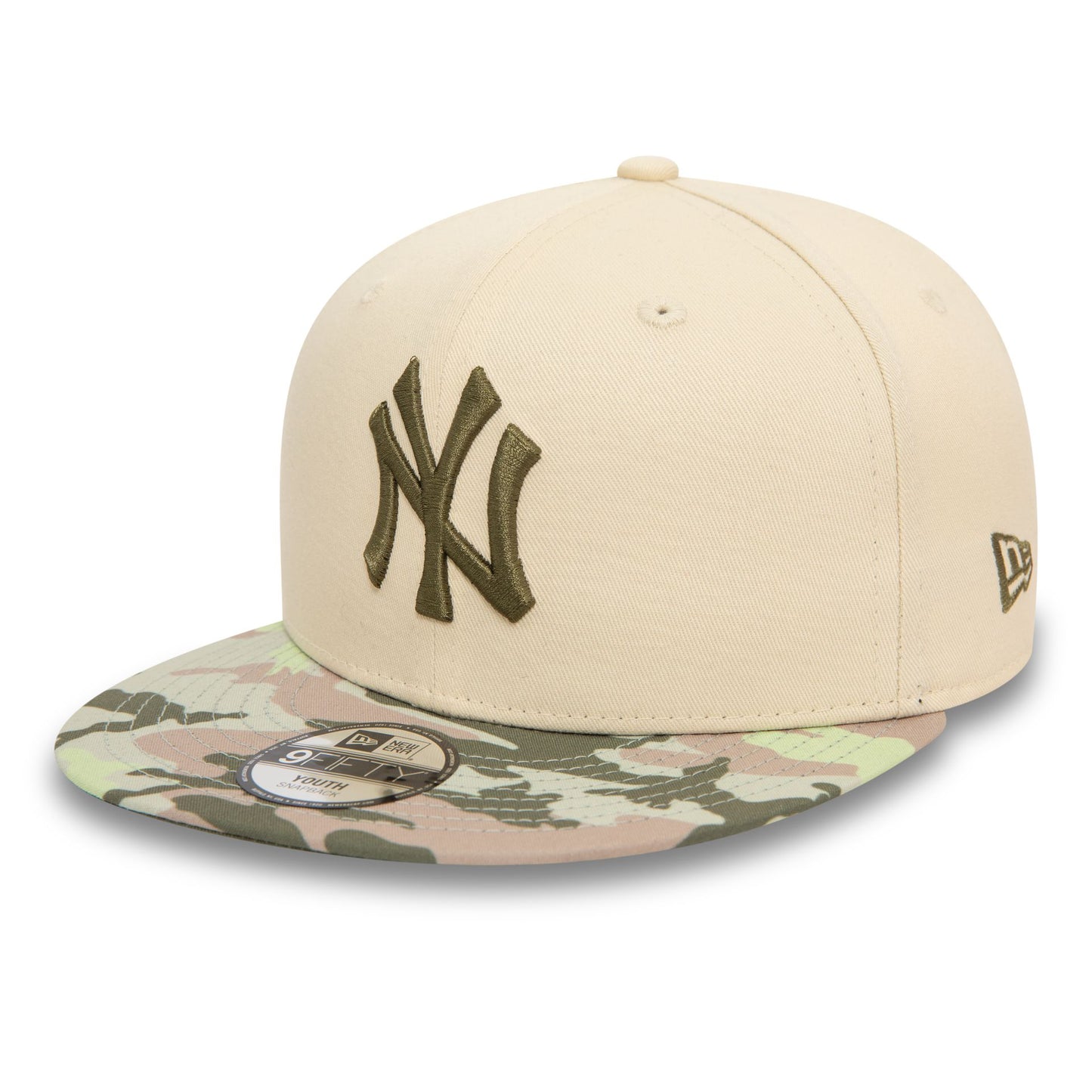 This is a New York Yankees Youth Contrast Light Beige 9FIFTY Snapback Cap 1