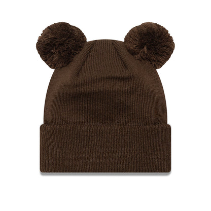 This is a New York Yankees Toddler Animal Bear Dark Brown Bobble Knit Beanie Hat 2