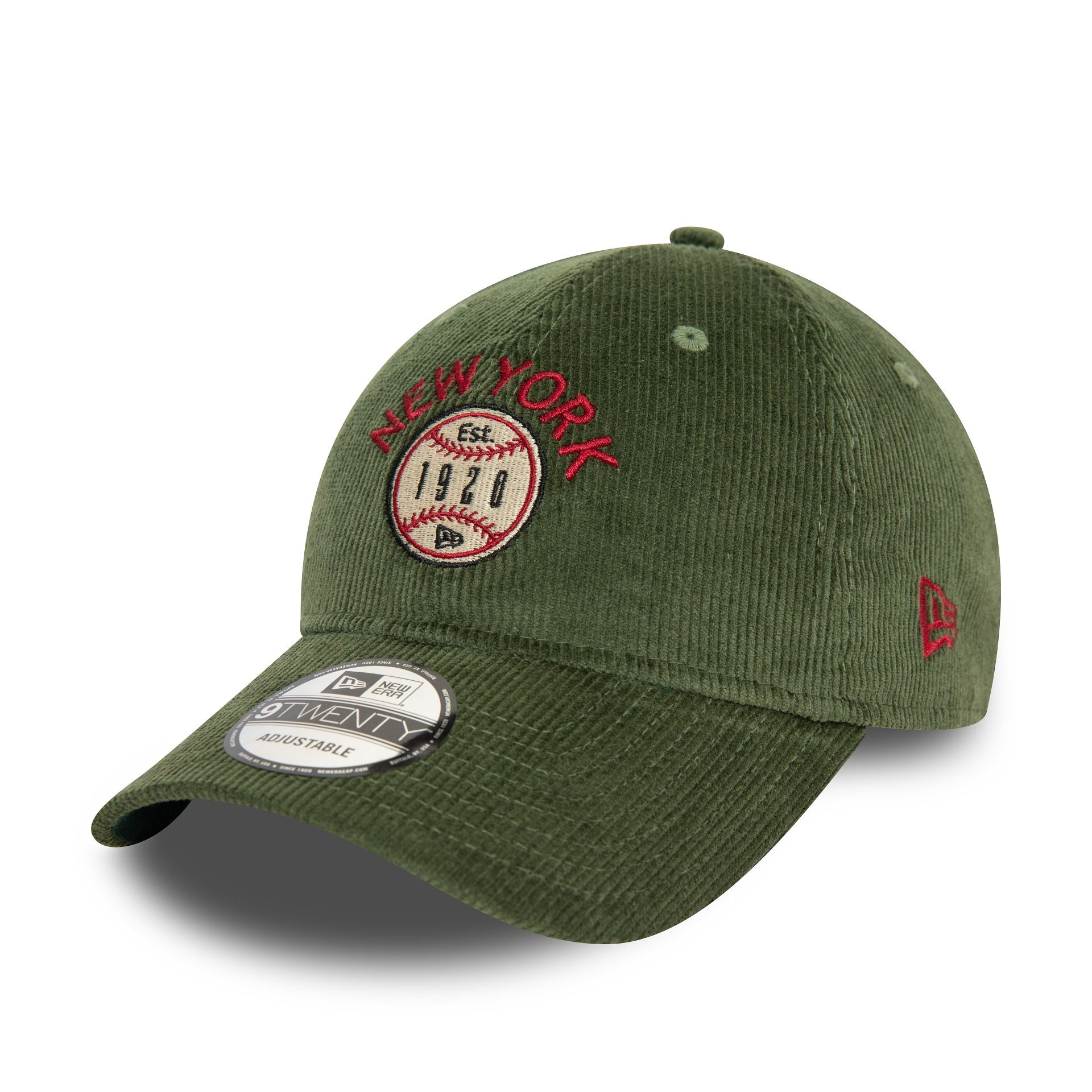 This is a New Era Cord Dark Green 9TWENTY Adjustable Cap 1