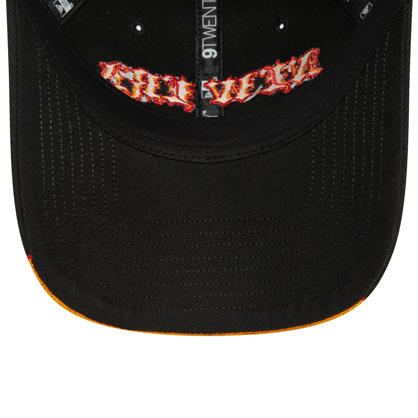 This is a New Era Race Black and Orange Flame 9TWENTY Adjustable Cap 5