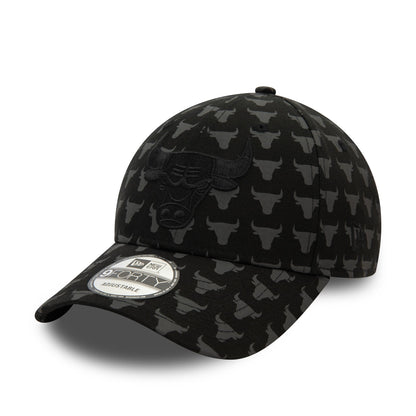 This is a Chicago Bulls Team Monogram Black 9FORTY Adjustable Cap 1