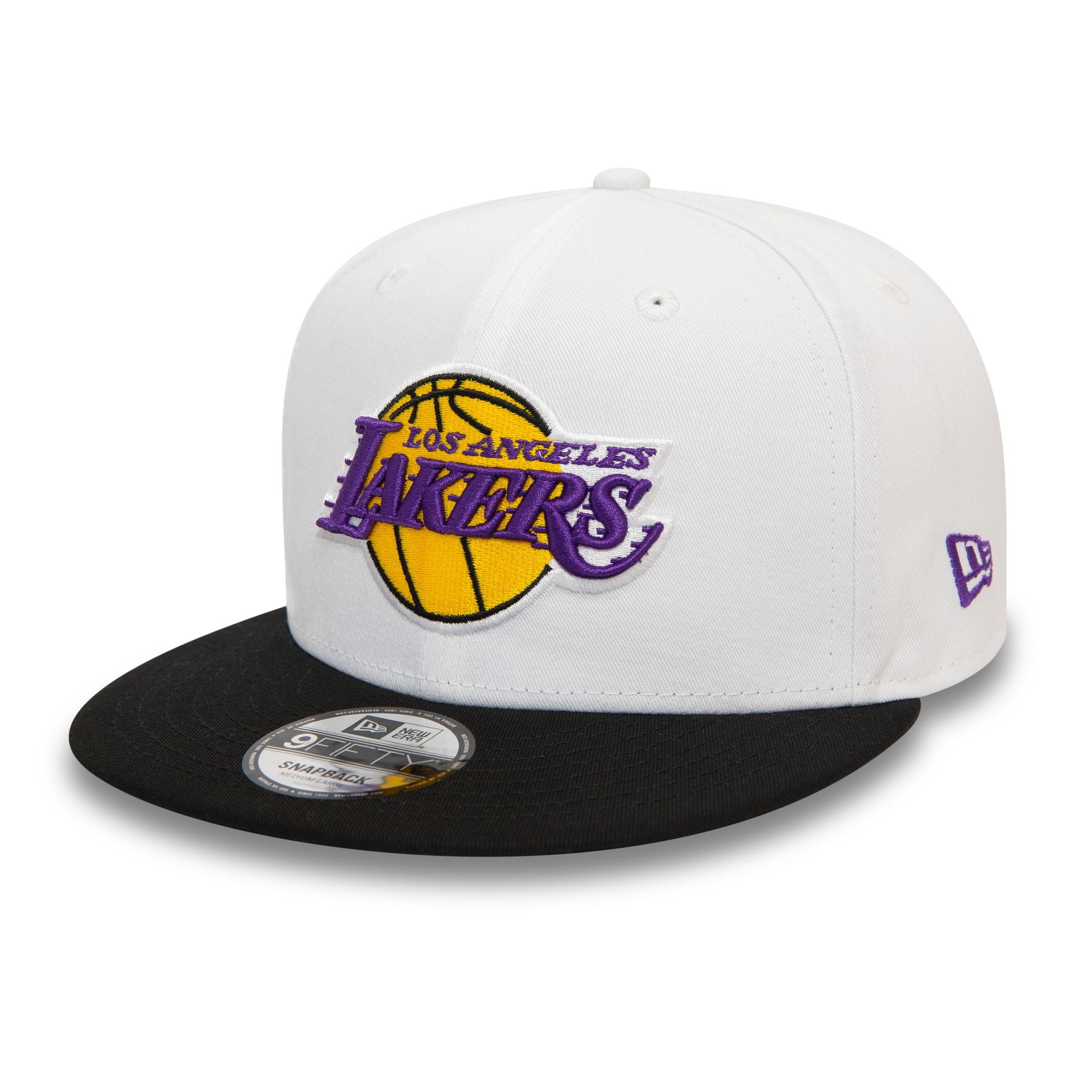 This is a LA Lakers White Crown Patch Black 9FIFTY Snapback Cap 1