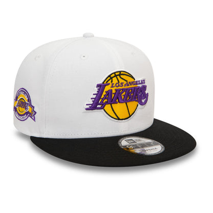 This is a LA Lakers White Crown Patch Black 9FIFTY Snapback Cap 3