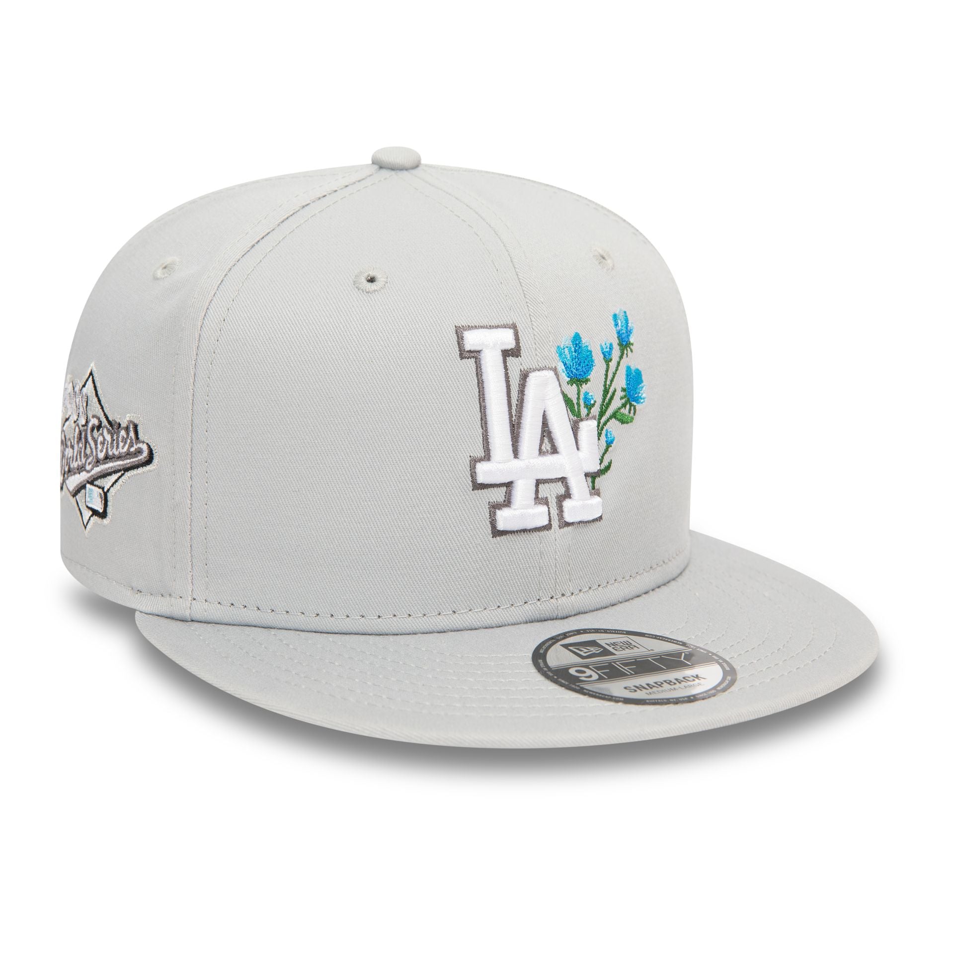 This is a LA Dodgers Seasonal Flower Grey 9FIFTY Snapback Cap 3