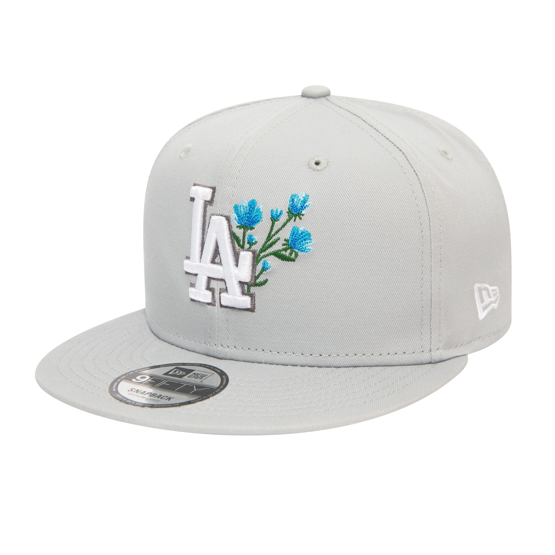 This is a LA Dodgers Seasonal Flower Grey 9FIFTY Snapback Cap 1