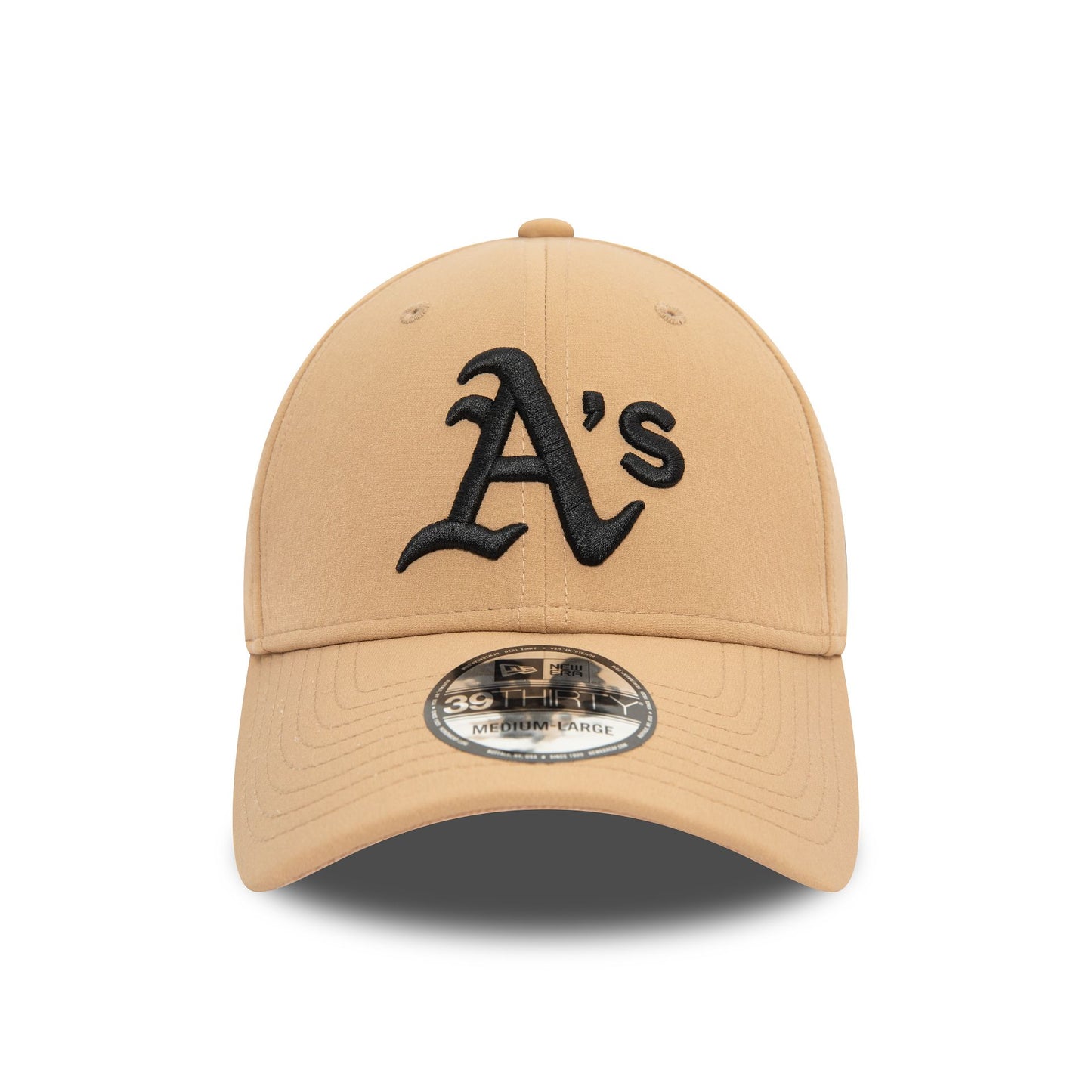 This is a Oakland Athletics Stretch Nylon Beige 39THIRTY Stretch Fit Cap 2