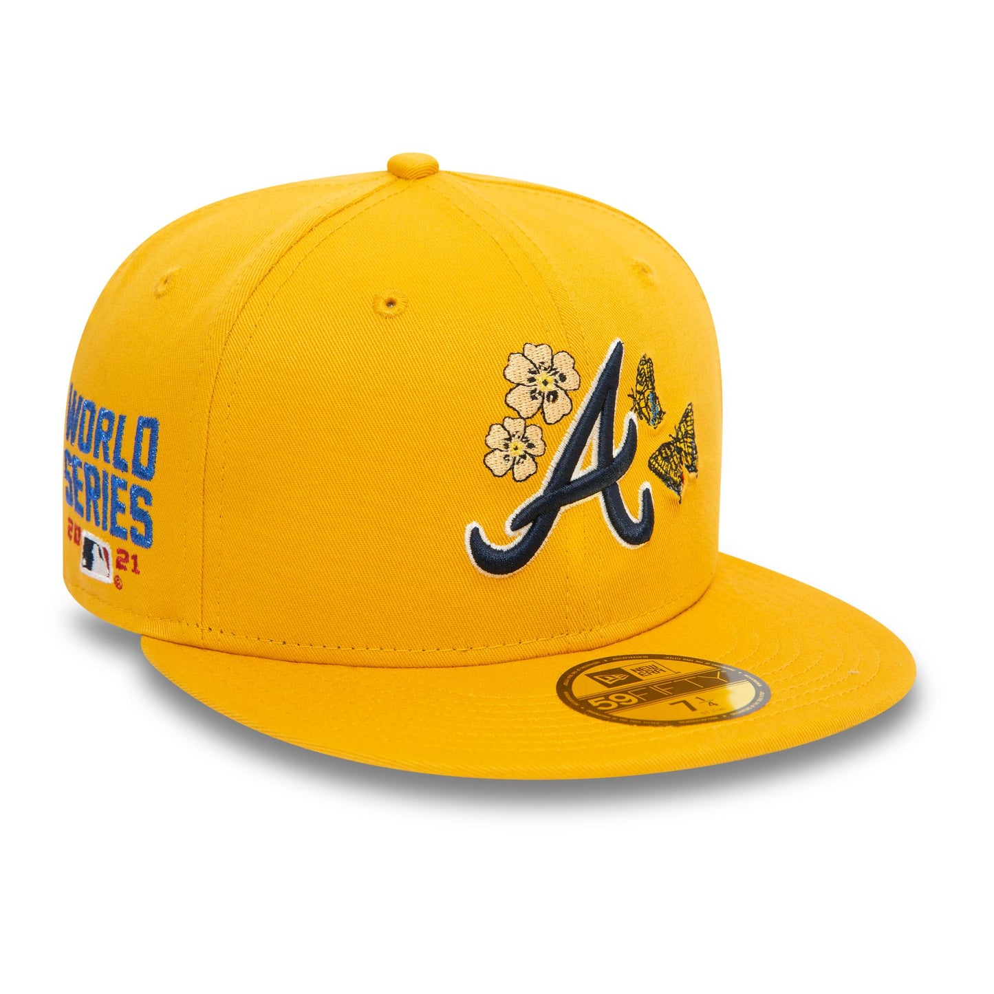 This is a Atlanta Braves MLB Icon Dark Yellow 59FIFTY Fitted Cap 3