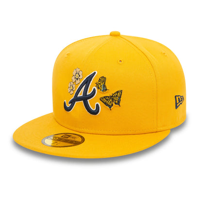 This is a Atlanta Braves MLB Icon Dark Yellow 59FIFTY Fitted Cap 1