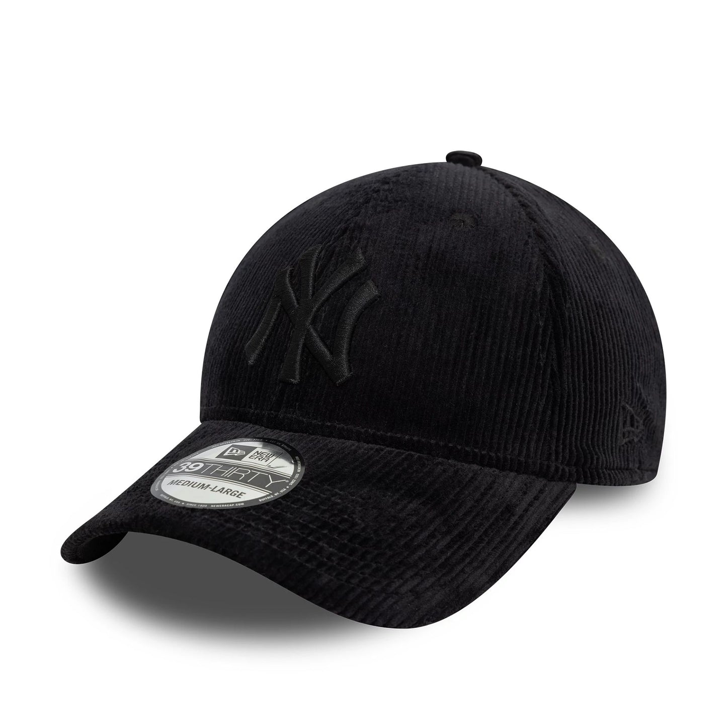 This is a New York Yankees Cord Black 39THIRTY Stretch Fit Cap 1