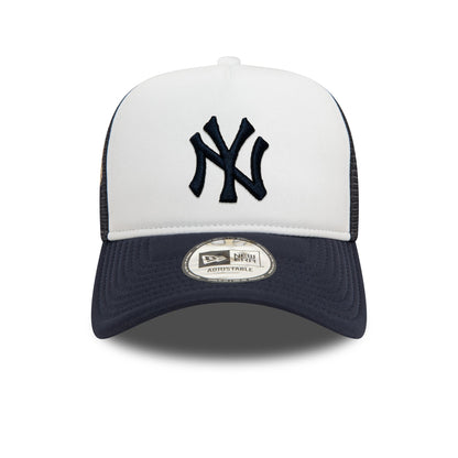 This is a New York Yankees World Series Navy 9FORTY E-Frame Adjustable Trucker Cap 4