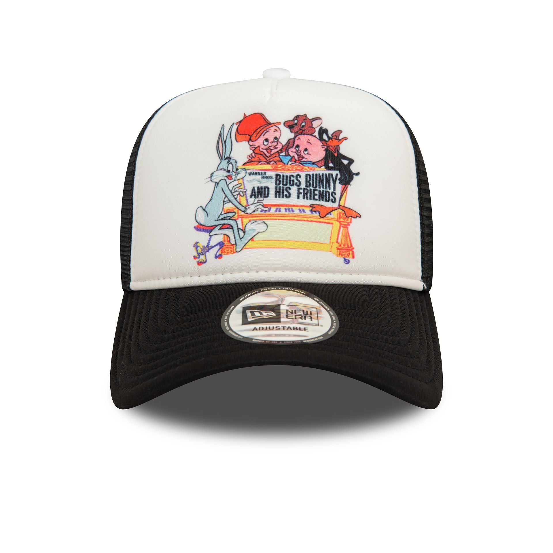 This is a Multi Character Bugs Bunny And Friends Black 9FORTY E-Frame Adjustable Trucker Cap 2