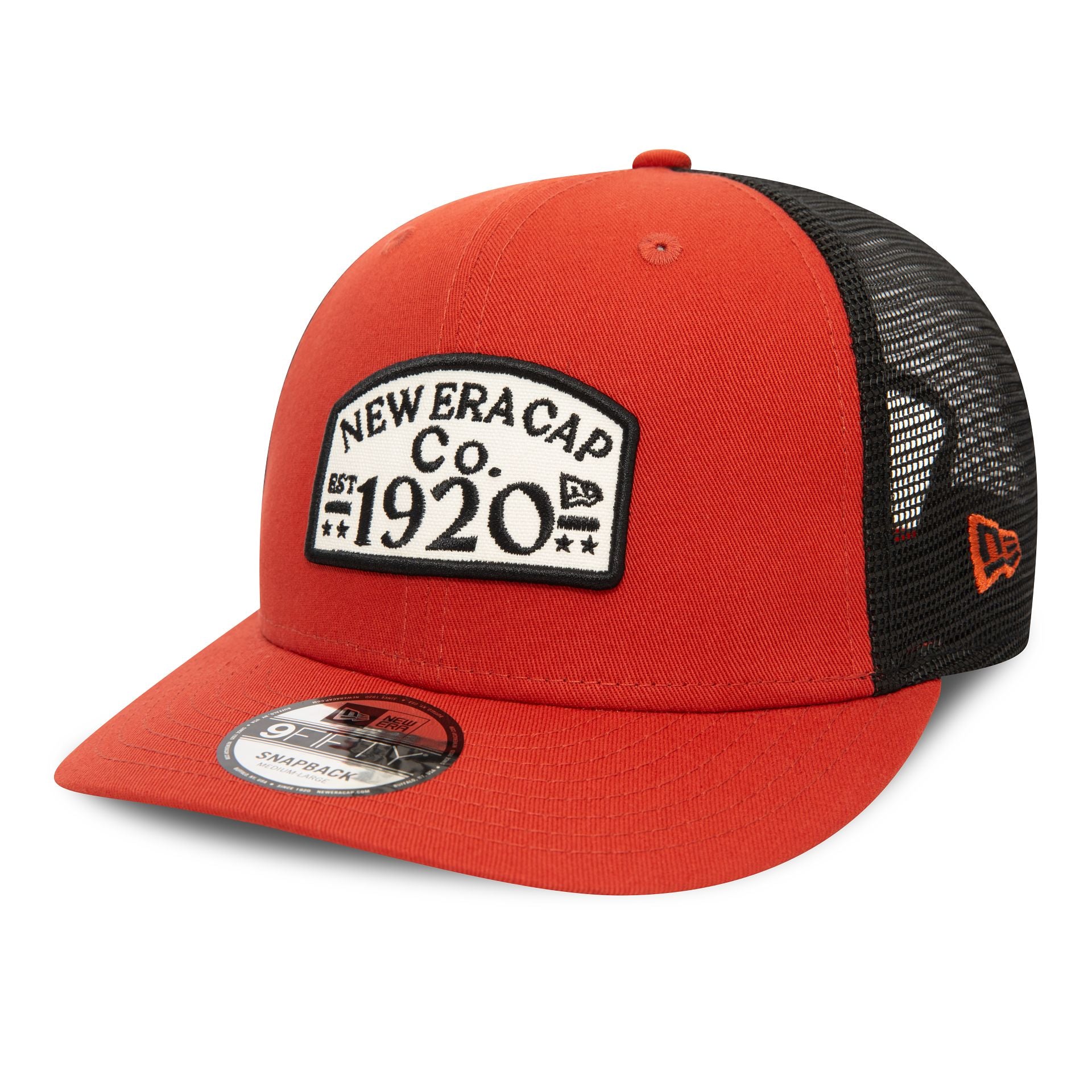 This is a New Era Patch Copper 9FIFTY Snapback Trucker Cap 1