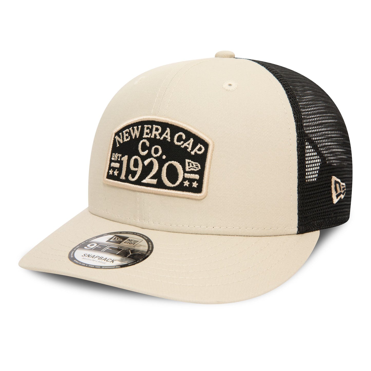 This is a New Era Patch Stone 9FIFTY Snapback Trucker Cap 1