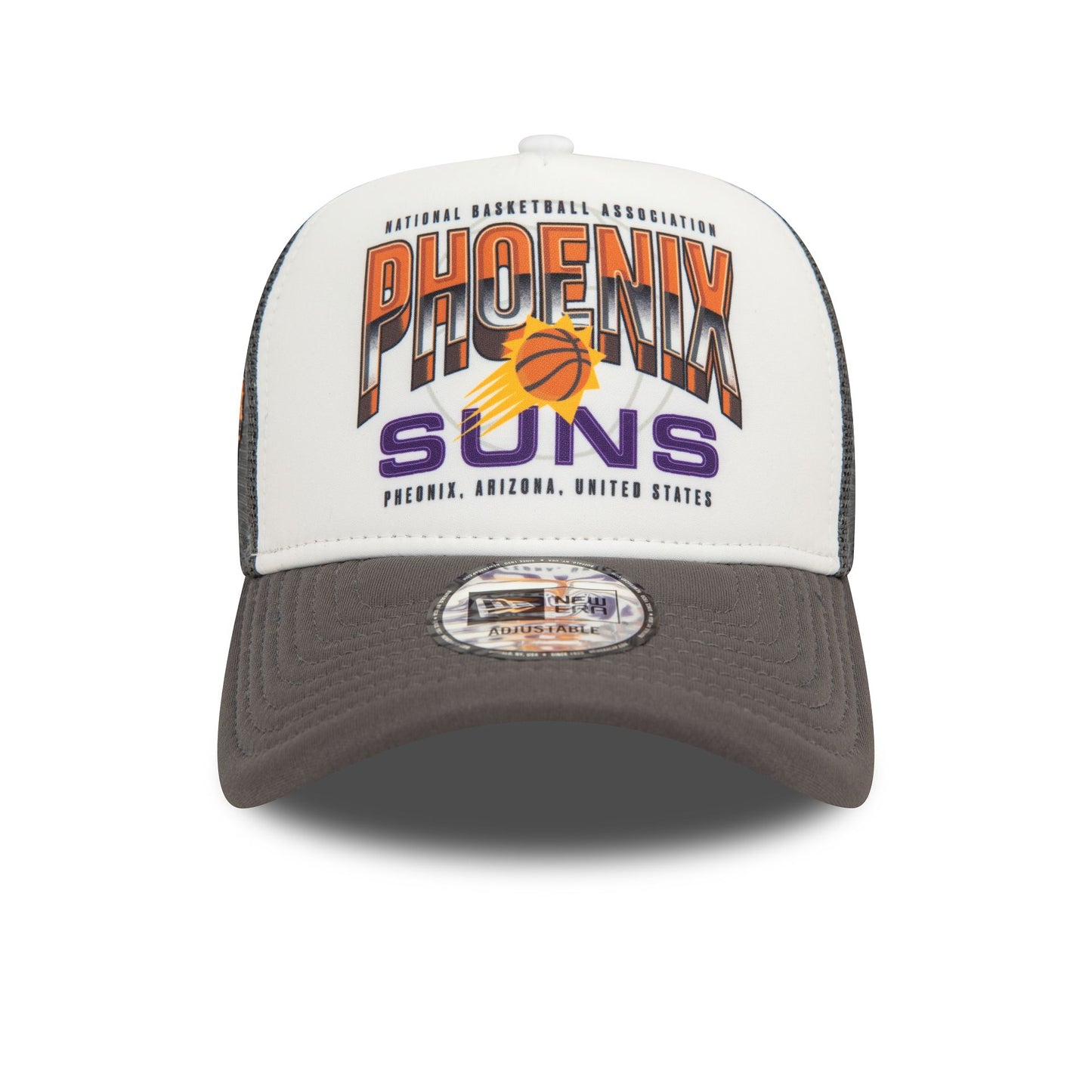 This is a Phoenix Suns NBA Team Colour Dark Grey 9FORTY E-Frame Adjustable Trucker Cap 3