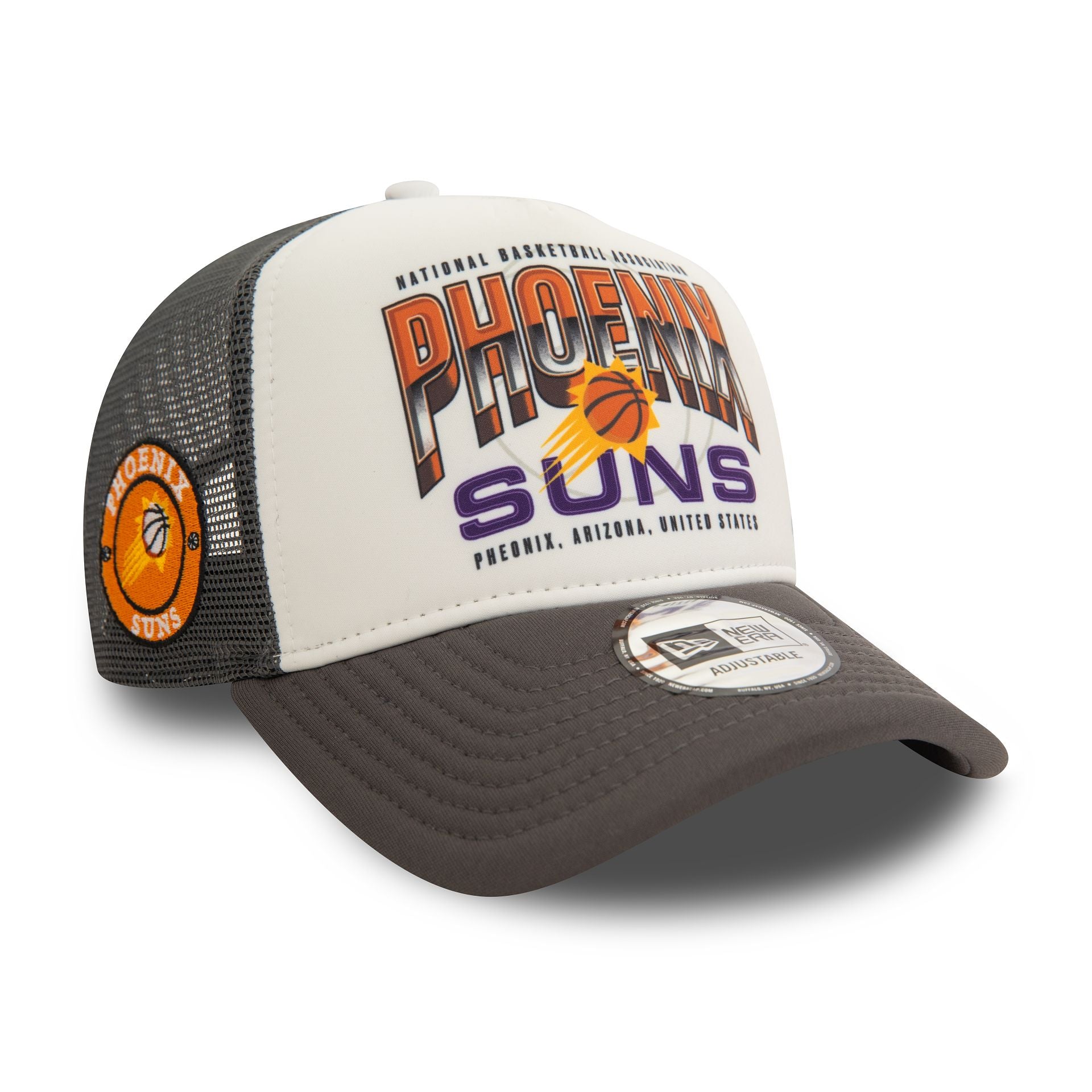 This is a Phoenix Suns NBA Team Colour Dark Grey 9FORTY E-Frame Adjustable Trucker Cap 4