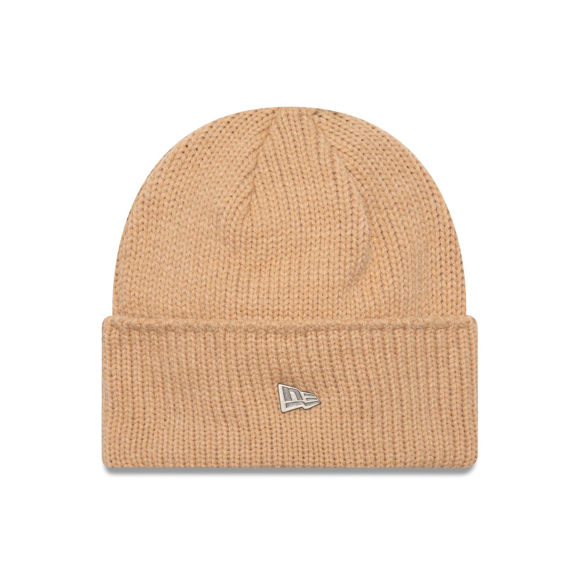 This is a New Era Beige Wide Cuff Knit Beanie Hat 1