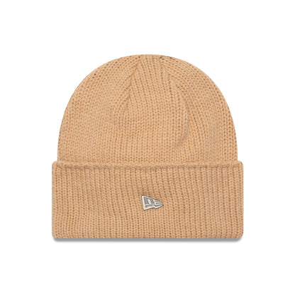 This is a New Era Beige Wide Cuff Knit Beanie Hat 1