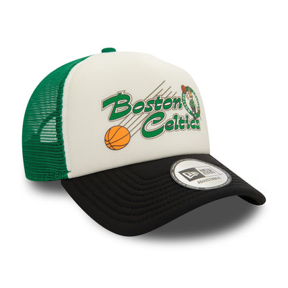 This is a Boston Celtics NBA Graphic Green 9FORTY E-Frame Adjustable Trucker Cap 4