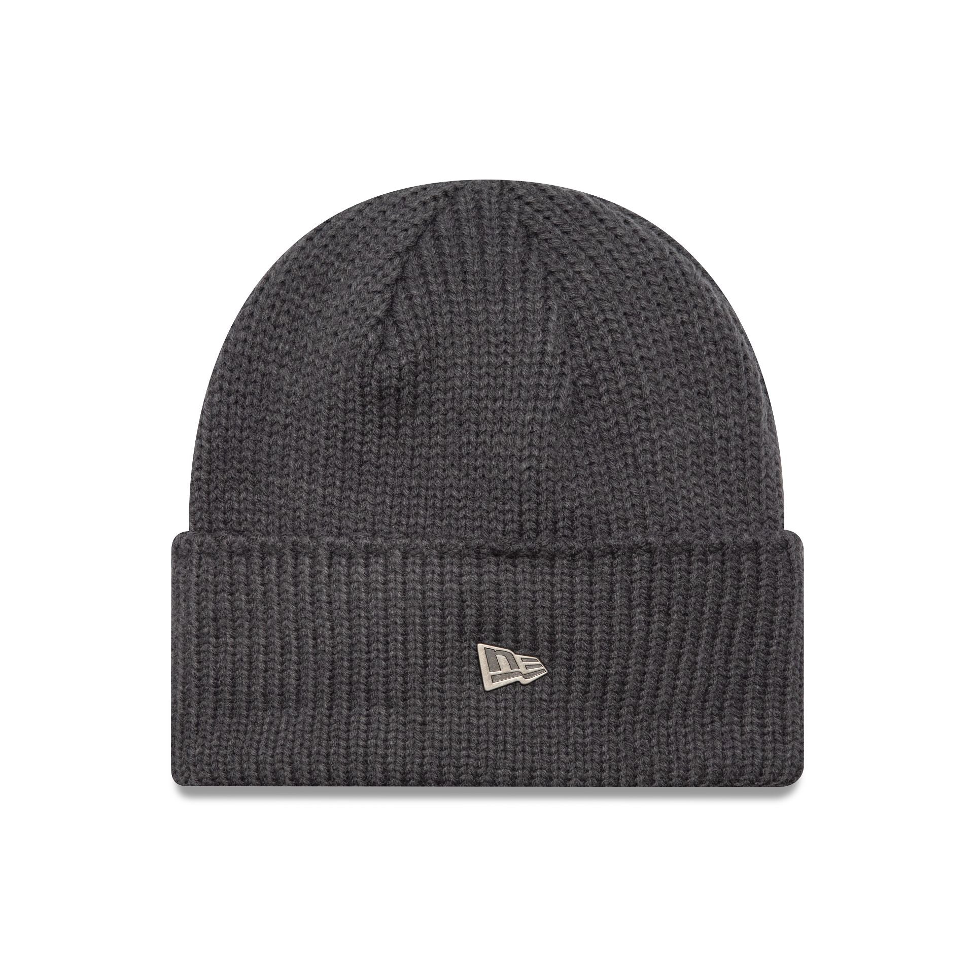 This is a New Era Dark Grey Wide Cuff Knit Beanie Hat 1