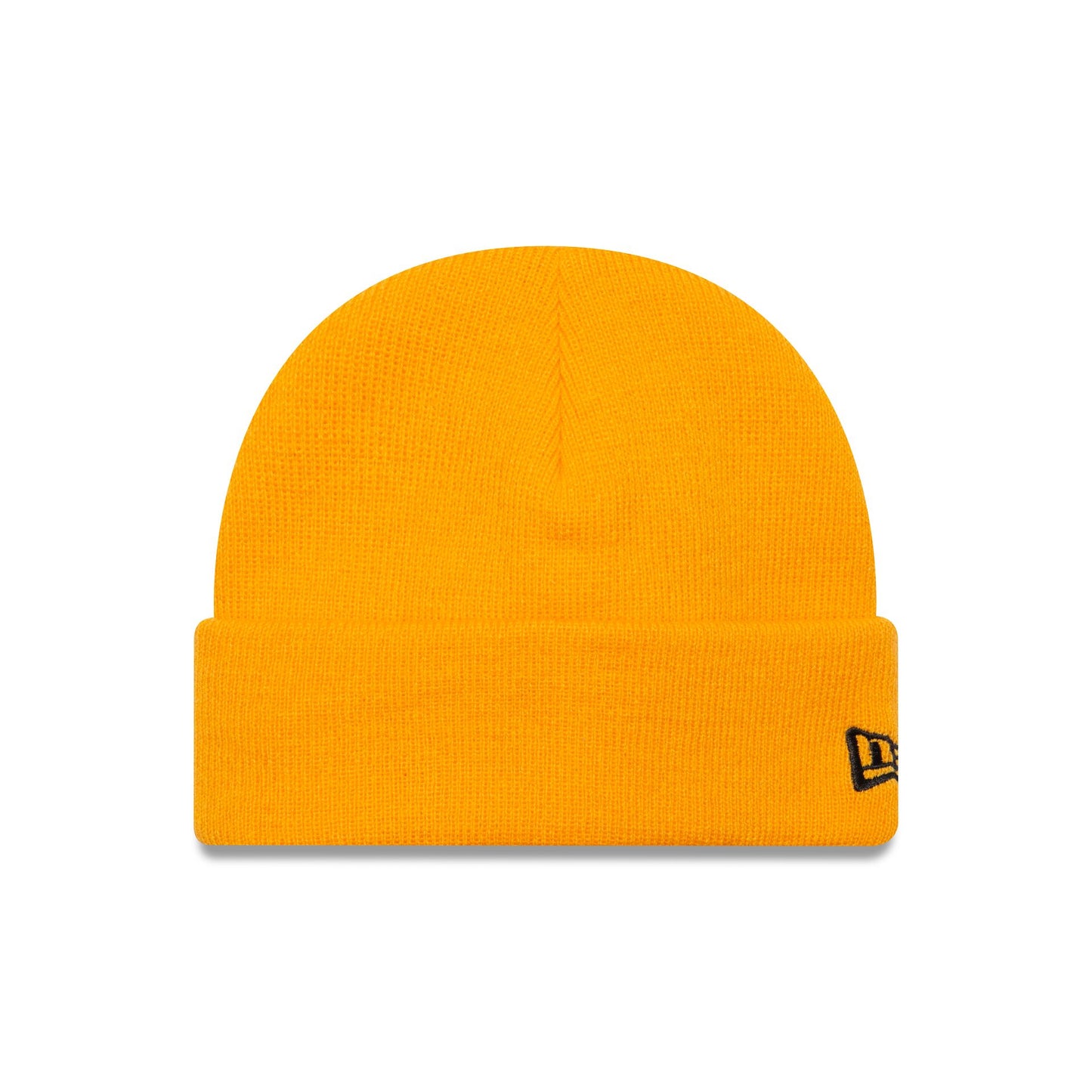 This is a New Era Dark Yellow Short Cuff Knit Beanie Hat 1