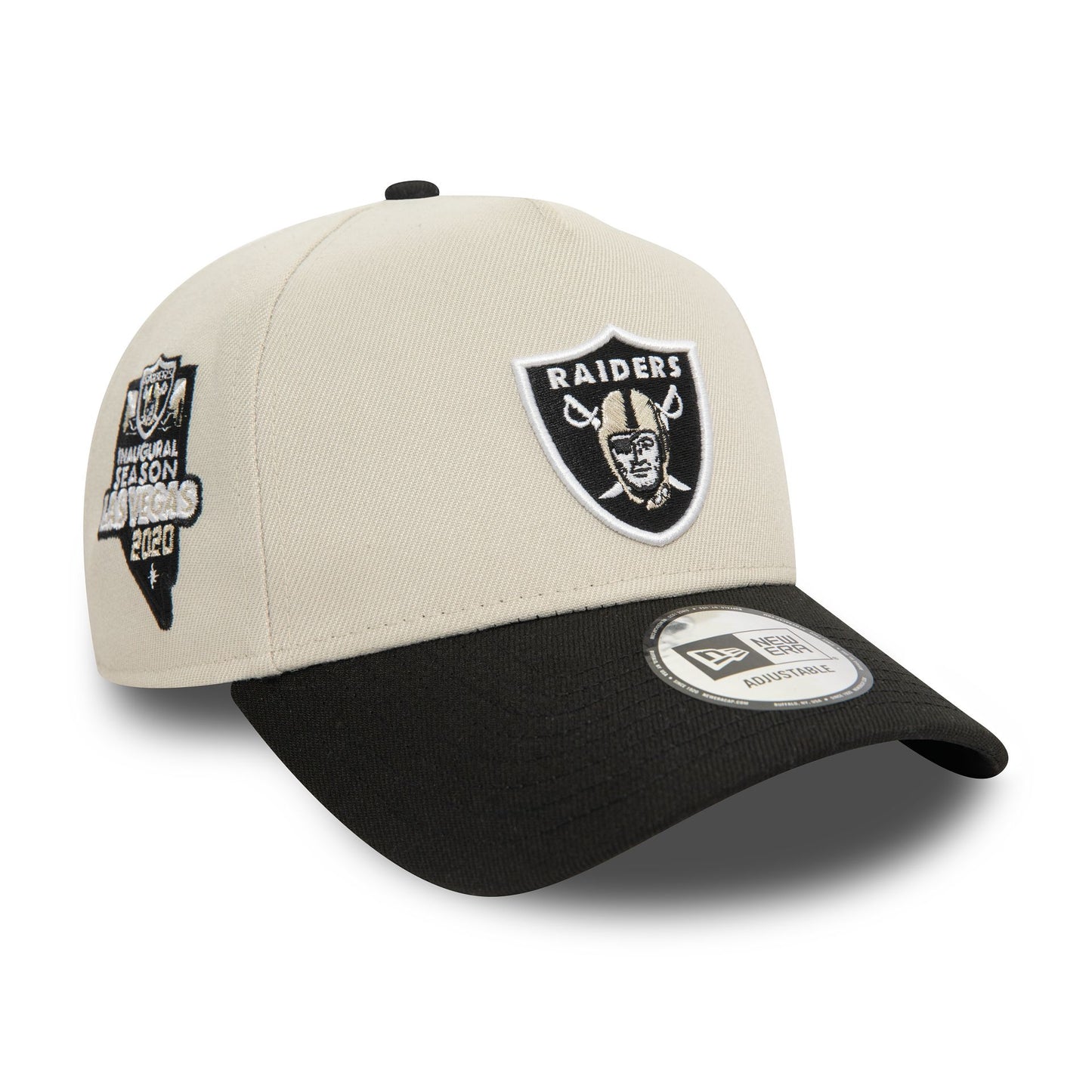 This is a Las Vegas Raiders NFL Light Beige 9FORTY E-Frame Adjustable Cap 4