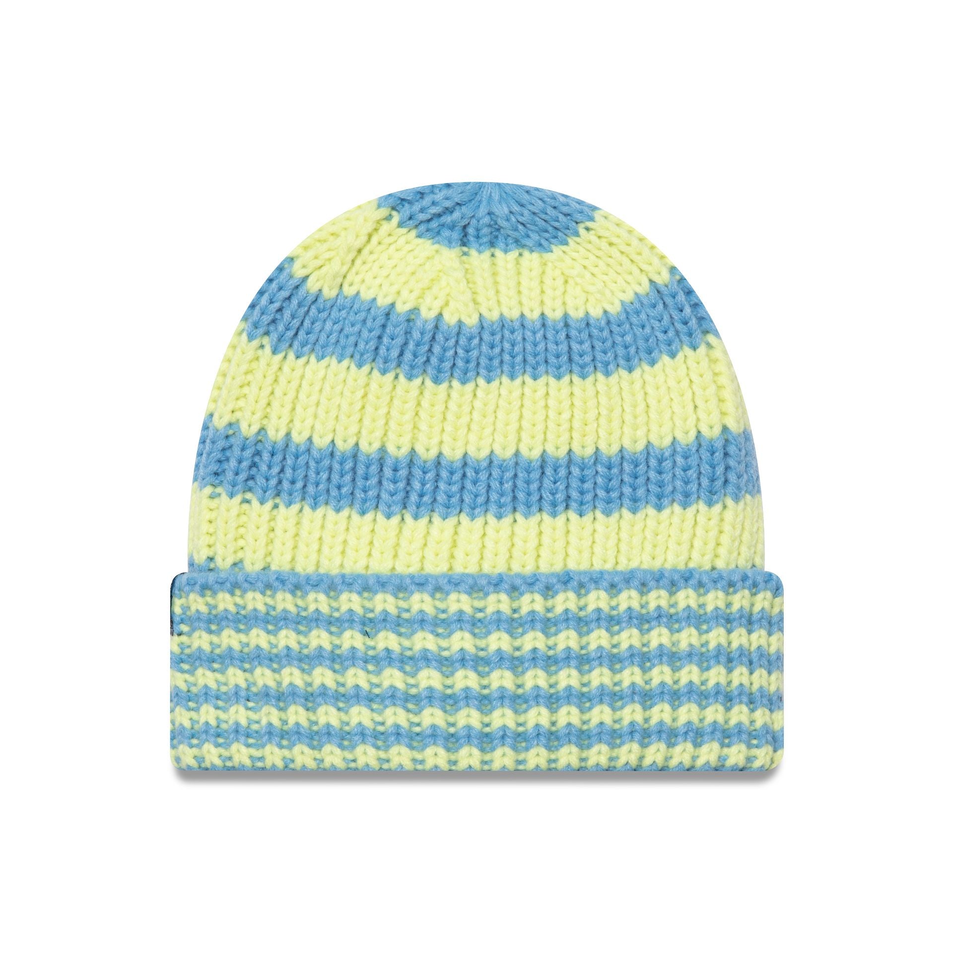 This is a New Era Stripe Pastel Blue Cuff Knit Beanie Hat 1