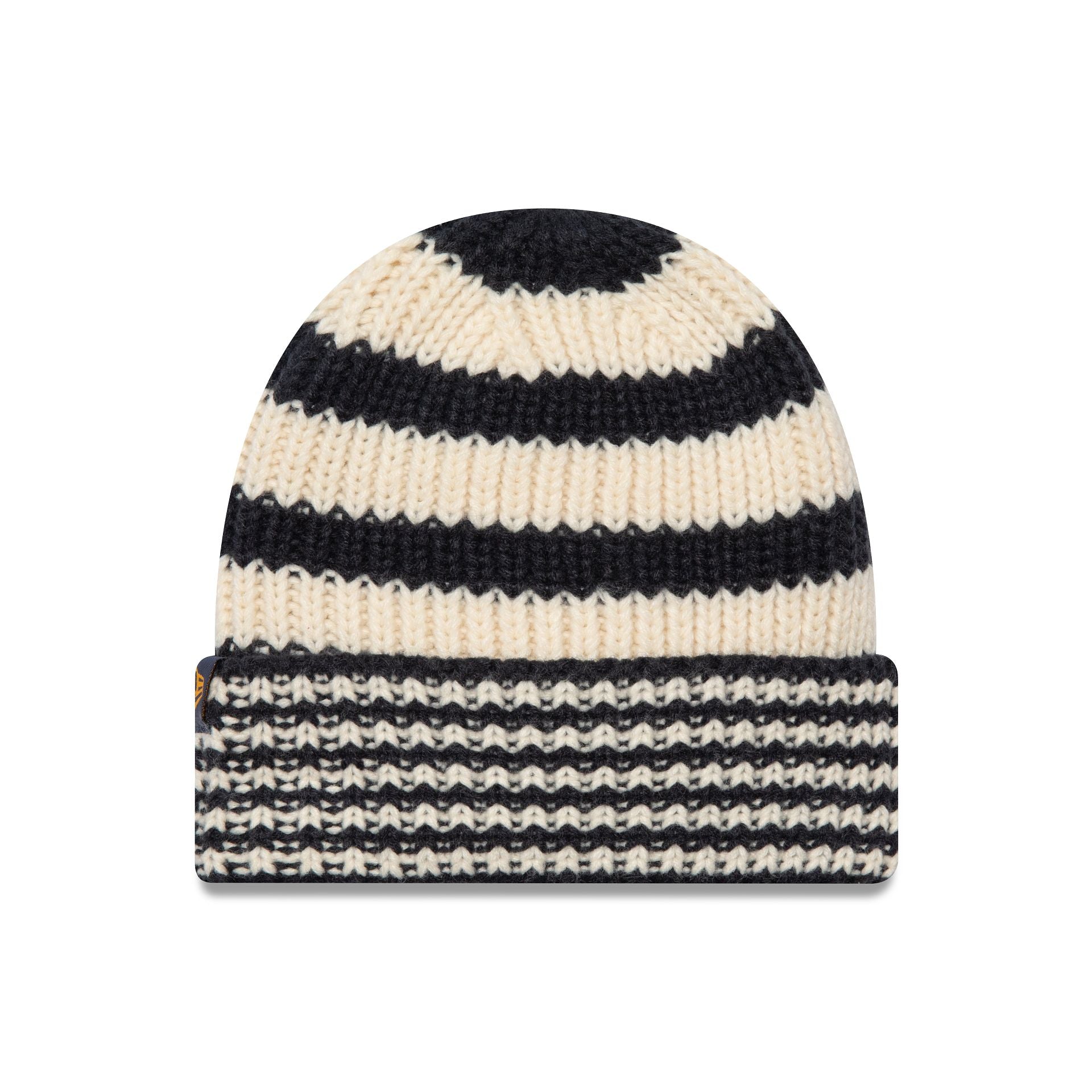 This is a New Era Stripe Navy Cuff Knit Beanie Hat 1