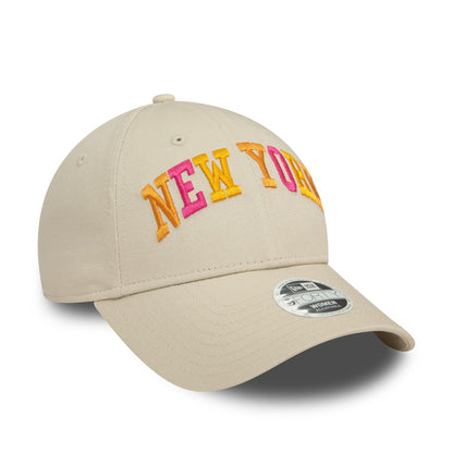 This is a New Era Womens Light Beige 9FORTY Adjustable Cap 3