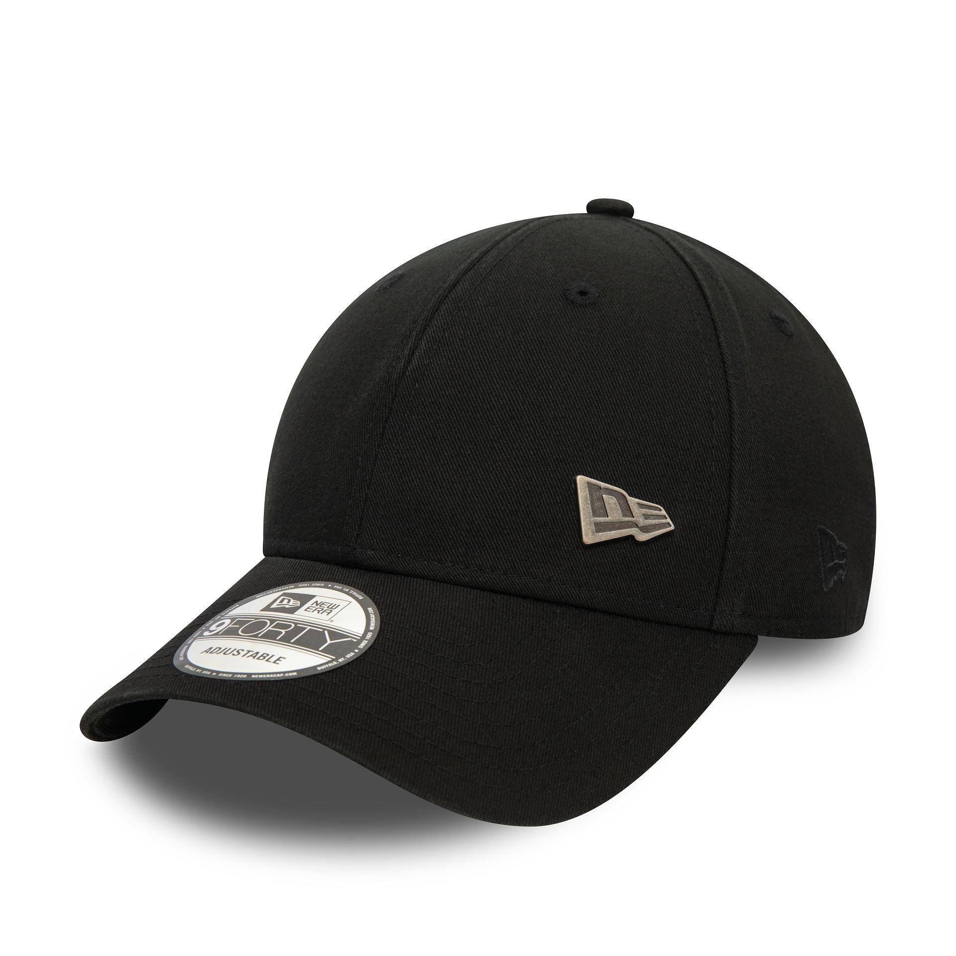 This is a New Era Pin Black 9FORTY Adjustable Cap 1