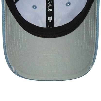 This is a New York Yankees Womens Denim Distressed Pastel Blue 9TWENTY Adjustable Cap 5