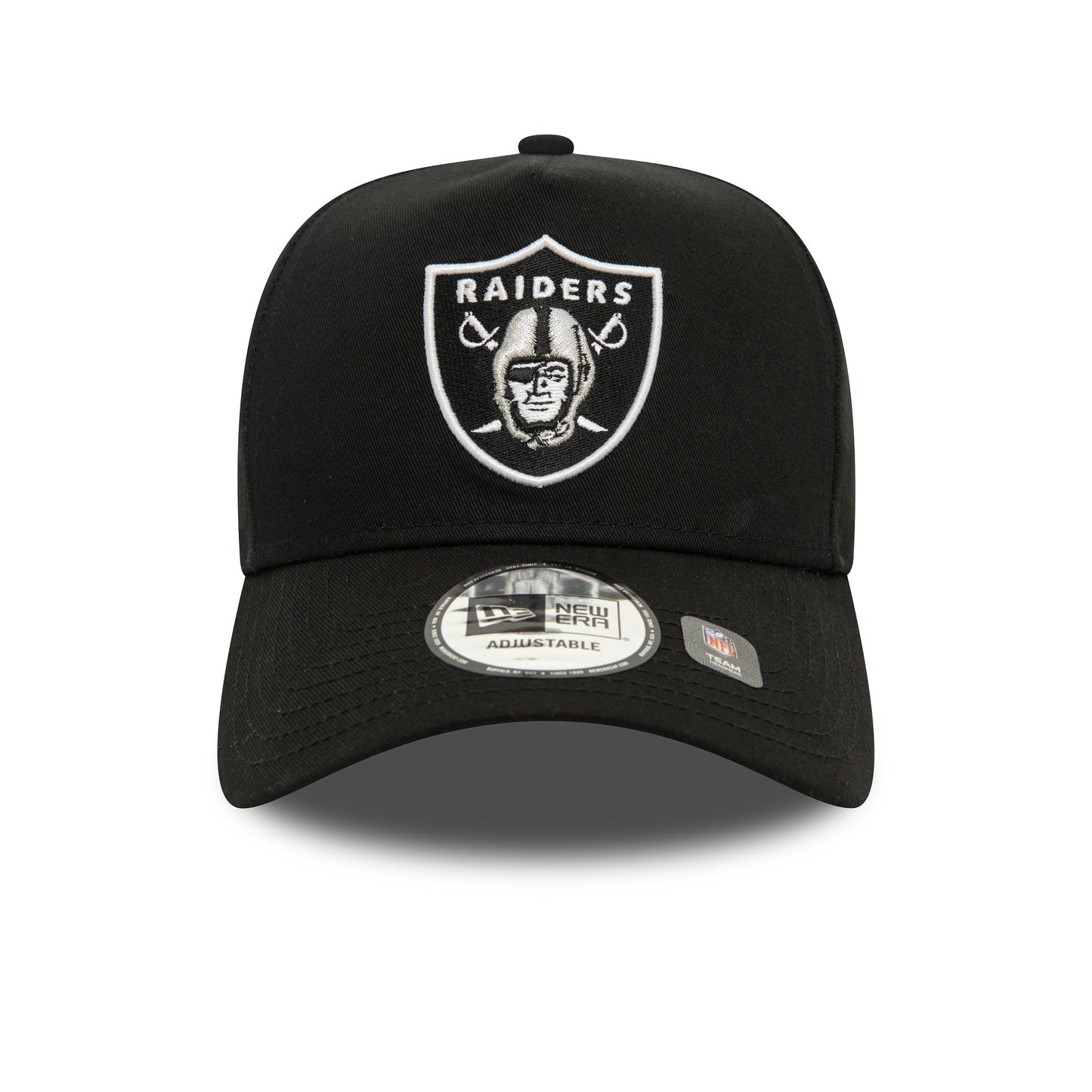 This is a Las Vegas Raiders NFL Official Team Colours Black 9FORTY E-Frame Adjustable Cap 3