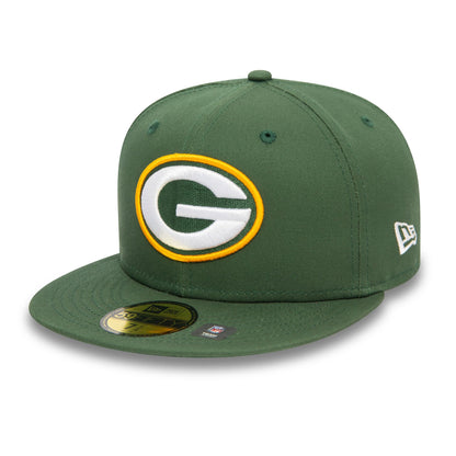 This is a Green Bay Packers NFL Official Team Colours Dark Green 59FIFTY Fitted Cap 1