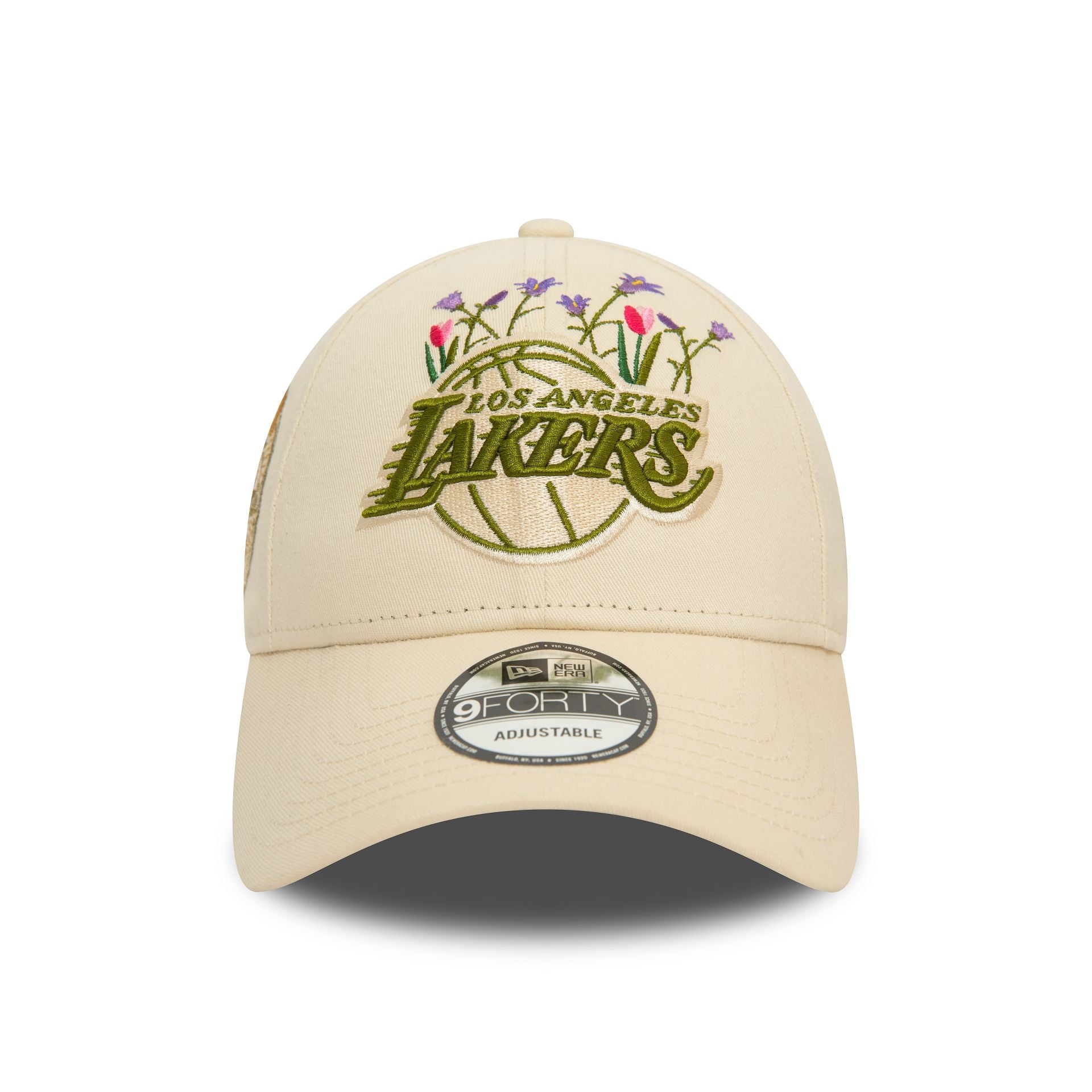 This is a LA Lakers Flower Icon Light Beige 9FORTY Adjustable Cap 3