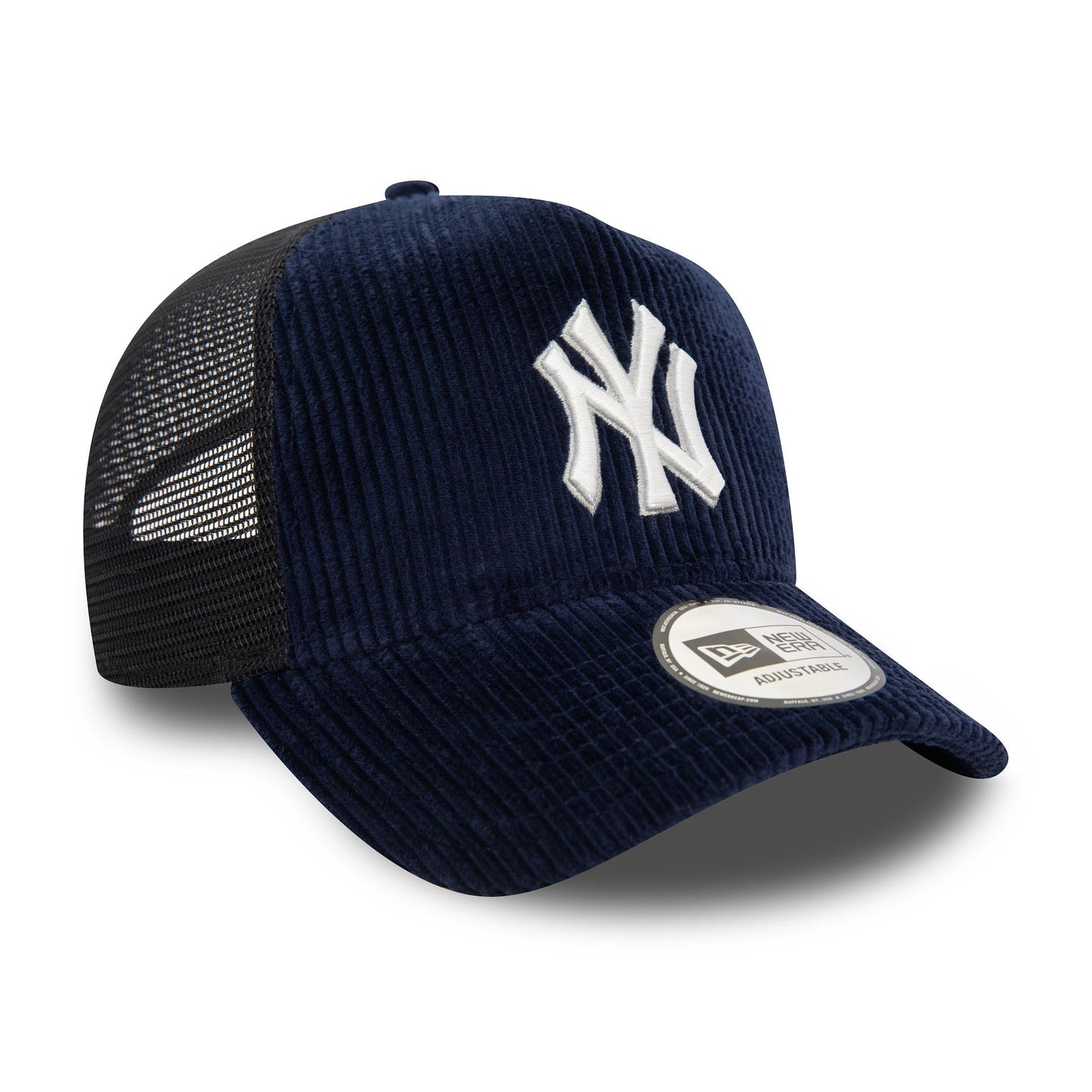 This is a New York Yankees MLB Cord Navy 9FORTY E-Frame Adjustable Trucker Cap 3