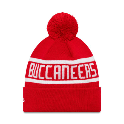 This is a Tampa Bay Buccaneers Official Team Colour NFL Red Jake Knit Beanie Hat 2