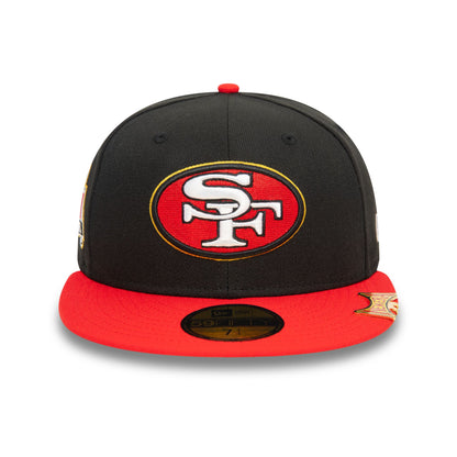 This is a San Francisco 49ers NFL Pin Pack Black 59FIFTY Fitted Cap 1