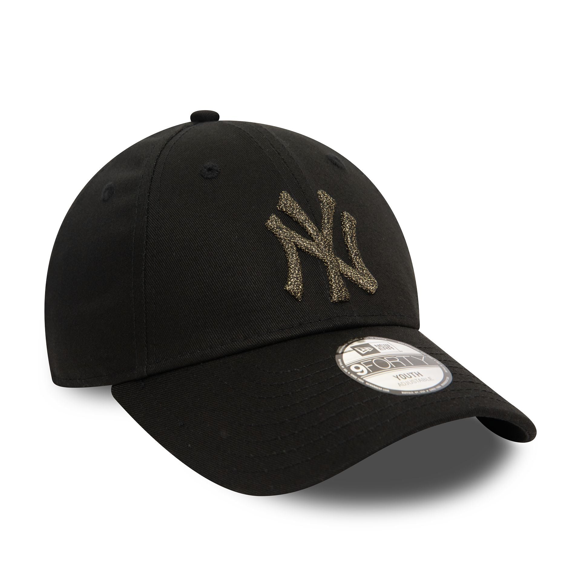 This is a New York Yankees Youth Metallic Black 9FORTY Adjustable Cap 1