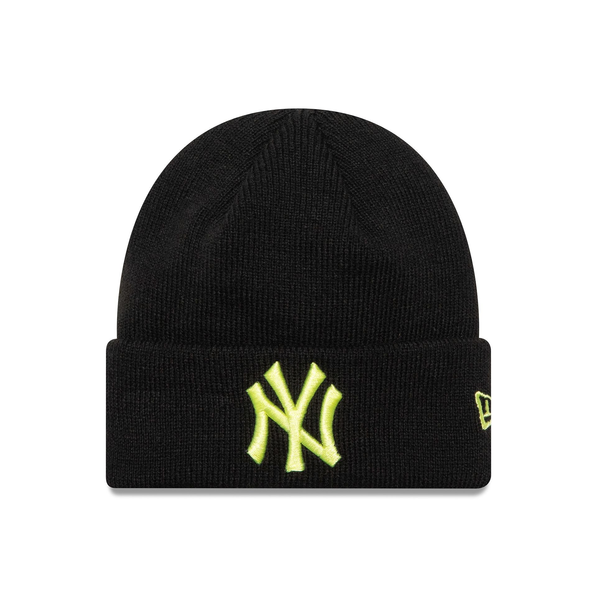 This is a New York Yankees League Essential Infant Black Cuff Knit Beanie Hat 1