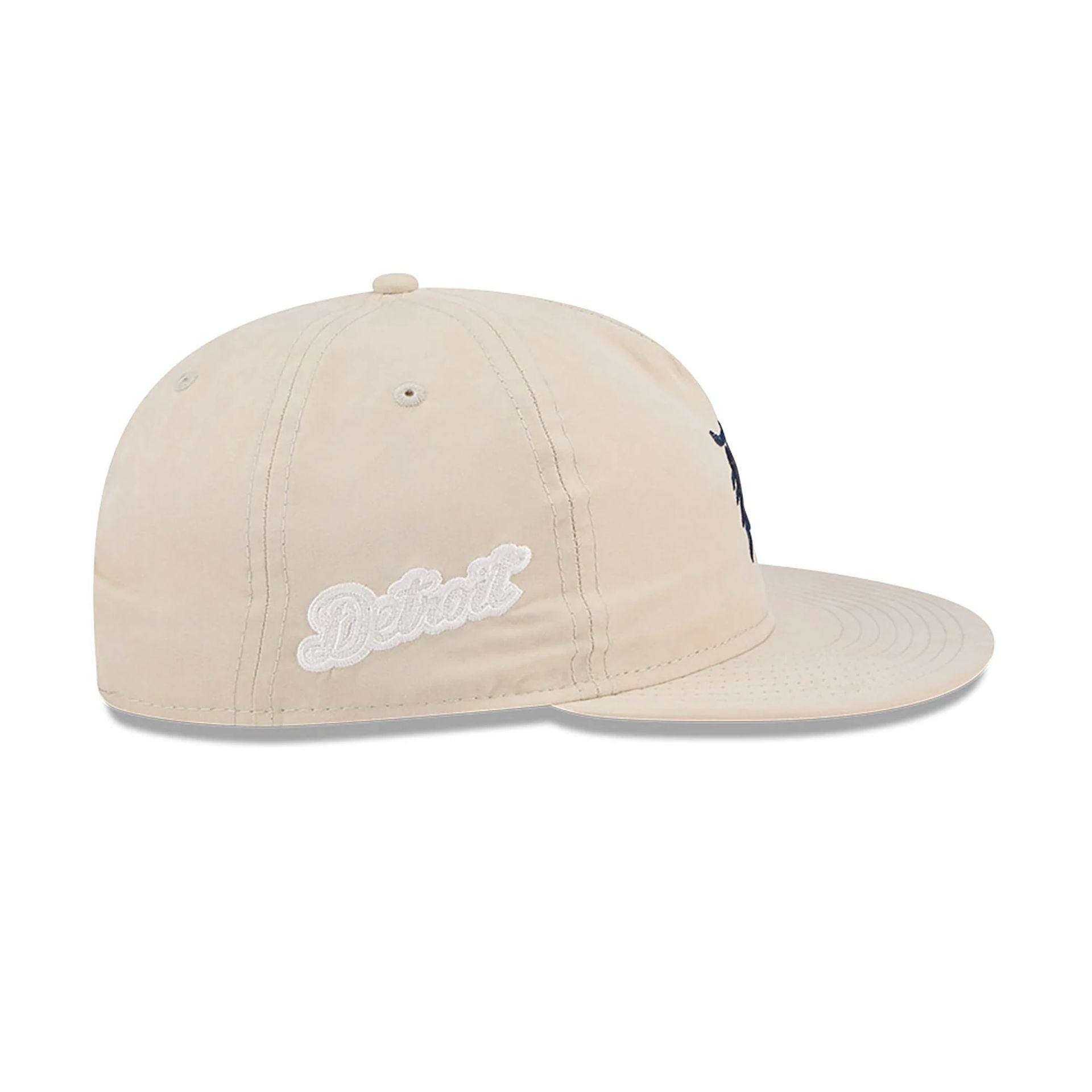 This is a Detroit Tigers Brushed Nylon Light Beige Retro Crown 9FIFTY Strapback Cap 6