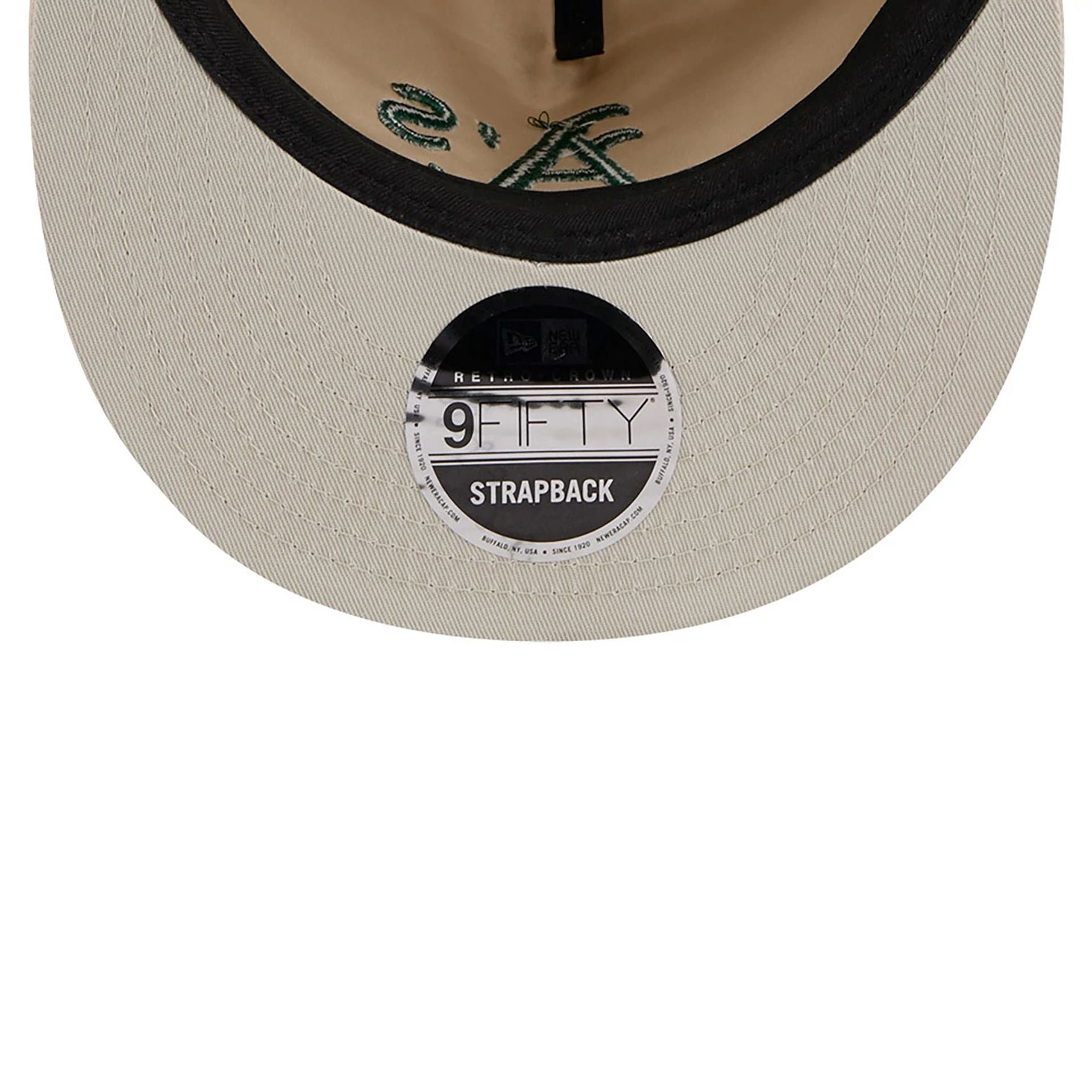 This is a Oakland Athletics Brushed Nylon Light Beige Retro Crown 9FIFTY Strapback Cap 3