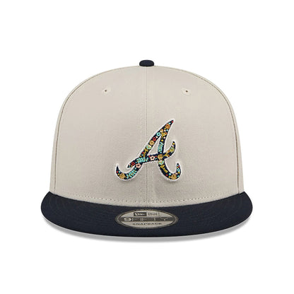 This is a Atlanta Braves Floral Fill Light Beige 9FIFTY Snapback Cap 3