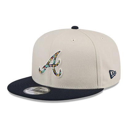 This is a Atlanta Braves Floral Fill Light Beige 9FIFTY Snapback Cap 4