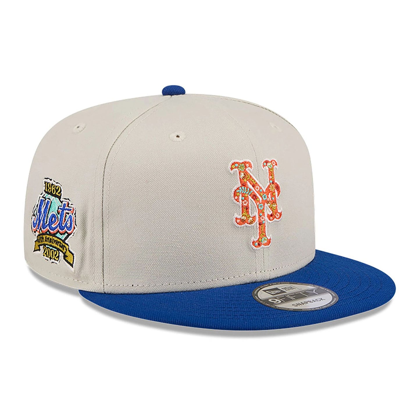 This is a New York Mets Floral Fill Light Beige 9FIFTY Snapback Cap 1