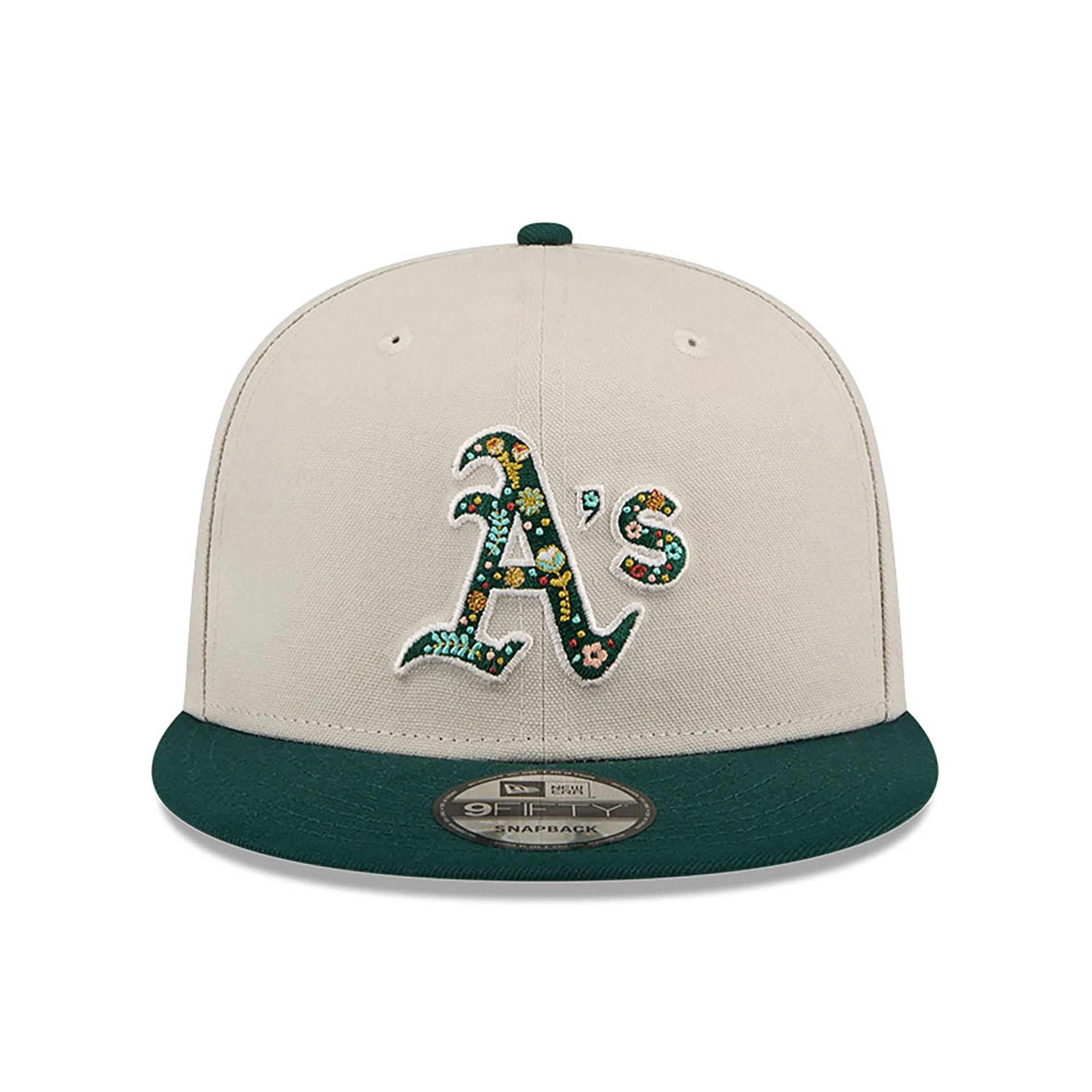 This is a Oakland Athletics Floral Fill Light Beige 9FIFTY Snapback Cap 3