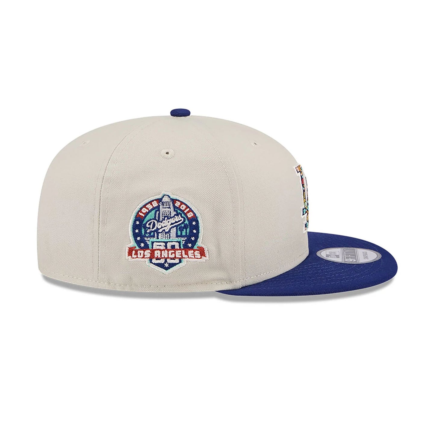 This is a LA Dodgers Floral Fill Light Beige 9FIFTY Snapback Cap 6